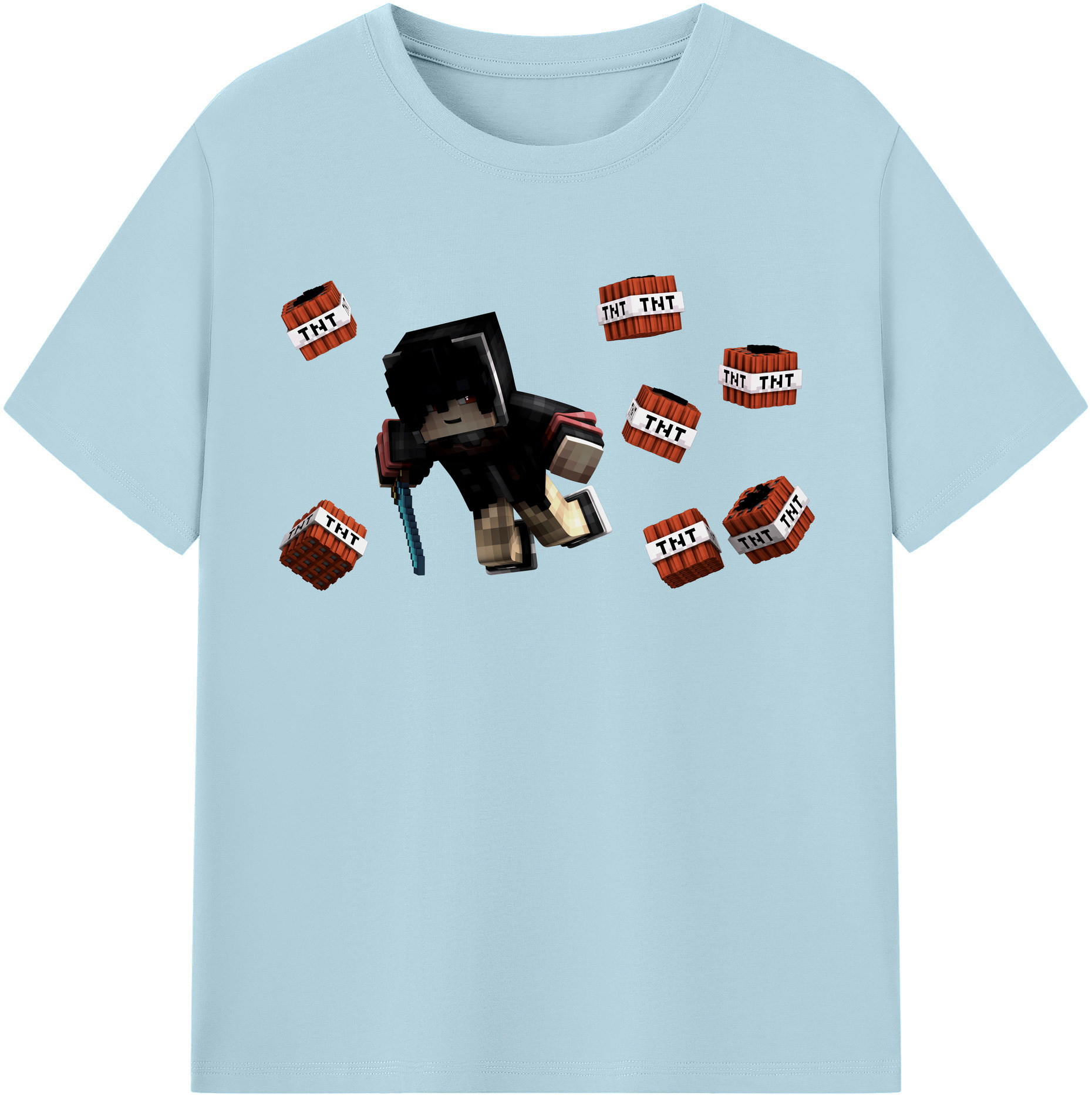 （画像用） マインクラフト ブロックの世界 Minecraft MC Block world 綿100％半袖Tシャツ（フロントプリント）